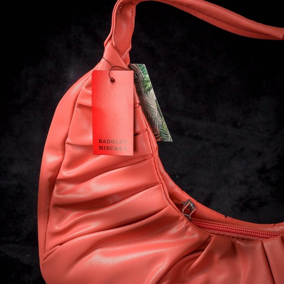 NWT Badgley Mischka | Coral Pleated Hobo - Picture 2 of 5